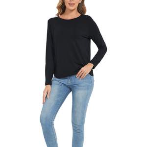 Haut à manches longues personnalisé pour femme en viscose de bambou douce, chemise de pyjama - Product Image 5