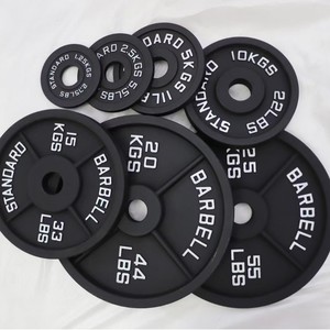 Disques de musculation en fonte peinte, à gros trous, à 4 nervures, antidérapants, durables, de 2,5 à 25 kg, noirs, pour la musculation à domicile ou en salle de sport - Product Image 2