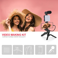 Kit de réalisation de vidéos, caméra de téléphone, trépied pieuvre, kit vidéo, lumière LED, microphone, trépied, éclairage vidéo, kit de selfie stick