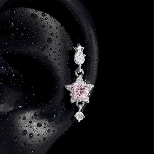 Pendientes de pentagrama con diamantes de imitación brillantes para mujer, exquisitos pendientes de borla con forma de estrella, joyería - Product Image 6