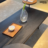 Table basse moderne NORYA en charbon de bois noir, style minimaliste, profil bas, structure métallique durable, bois écologique, pour salon