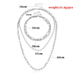 Kalung rantai besi geometris bergaya punk <span class=keywords><strong>retro</strong></span>, berlapis banyak, desain unik, populer, dan berlebihan untuk wanita. - Product Image 5