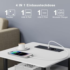 Regleta de Enchufes Empotrable Industrial para Oficina con Cargador Inalámbrico de 15W, Puertos USB QC3.0/PD3.0 y 2-4 Tomas de CA, Estándar Europeo - Product Image 2