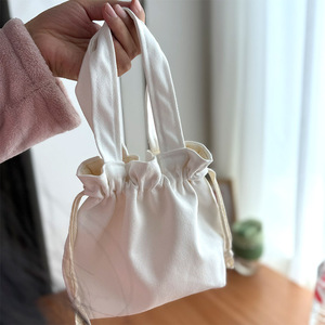 Borsa Tote in Tela Bianca da Donna, Nuovo Stile Dolce, Borsa a Mano Artistica con Coulisse, Pochette <span class=keywords><strong>Monospalla</strong></span> con Chiusura a Coulisse - Product Image 4