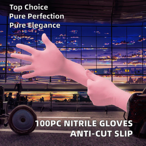 <span class=keywords><strong>Gants</strong></span> de sécurité jetables en nitrile 100 pièces anti-coupure anti-dérapant Caractéristiques Revêtement en latex Beauté Maquillage Salon Spa Utilisation Emballé Rose - Product Image 2