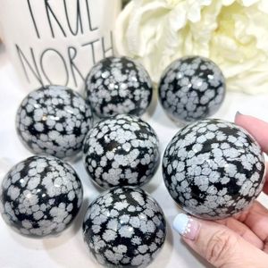 Nueva Llegada: Esferas de Cristal Natural Curativas, Esfera de Obsidiana de Copo de Nieve Pulida para Decoración - Product Image 5
