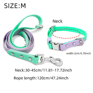 Venta al por mayor de correas suaves de PVC impermeable perro hebilla Collar correa de lujo de moda ajustable perro Collar de plomo conjunto - Product Image 4