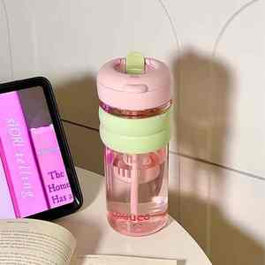 Nouvelle tasse élégante et simple réutilisable avec paille, grande capacité, double boisson, en plastique, portable, avec infuseur à thé, sans danger pour les aliments, idéale pour l'été - Product Image 4