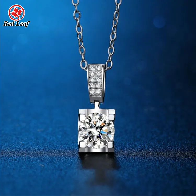 Redleaf Hot Selling S925 Sterling Silver D color Moissanite Pendant 1Carat 0.5Carat Main Diamond necklace For Lady girl