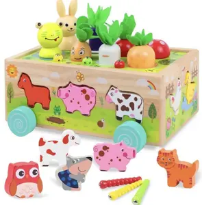 儿童形状分拣机玩具木制拉沿汽车形状分拣机匹配块盒儿童智力儿童益智玩具