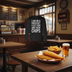 Camiseta de manga larga Poker Diet Fish And Chips Pun - Product Image 3