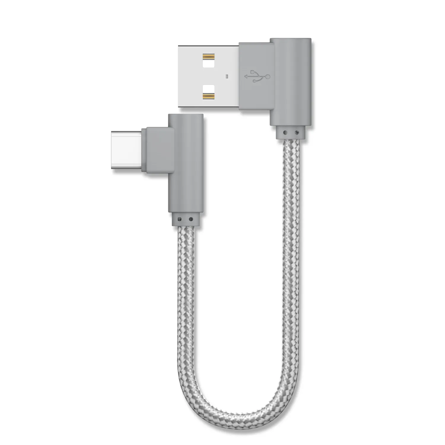 Popular 2020 productos de 0,2 m de 0,3 metros de longitud corta de 90 grados Usb trenzado tipo C Cable de carga de datos y QC 3,0 de carga rápida Cable