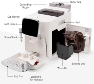 Cafetera Espresso Semiautomática Profesional Arriart, Acabado de Acero Inoxidable Cepillado, Capacidad de 40 oz, Presión de 19 Bares, 1350 W de Potencia - Product Image 6