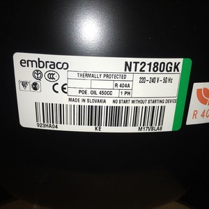 คอมเพรสเซอร์แบบสกรอลล์ Embraco รุ่น NJ2192GK ใช้สารทำความเย็น R404A อะไหล่เครื่องทำความเย็น - Product Image 3