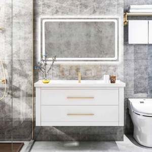 Muebles de Baño Modernos de Estilo Nuevo, Gabinetes de Baño de Madera Lacada Montados en la Pared, Tocadores de Baño con un Solo Lavabo - Product Image 2