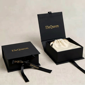 Sustainable Flip Top Jewelry Boxes With Ribbon <b>Bow</b> Thick Matte Paper For Long Term Bulk Packaging Supply And Regional Wholesale - Product Image 1