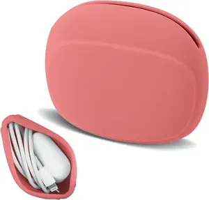 Magnetic Closure Silicone Headphone Organizer - Data Cable Storage Case - Mini Keys Box - Portable Wired Headset Storage Bag