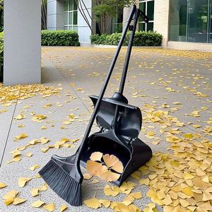 Black Windproof Commercial Hotel Lobby Cleaning <b>Broom</b> Soft PP <b>Broom</b> Head and <b>Dustpan</b> for Dust Collection - Product Image 2
