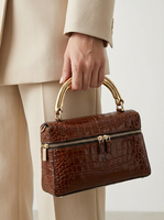 Pochette de maquillage en cuir véritable pour femmes, étui cosmétique en crocodile, organiseur de toilette de voyage, pochette de retouches de luxe