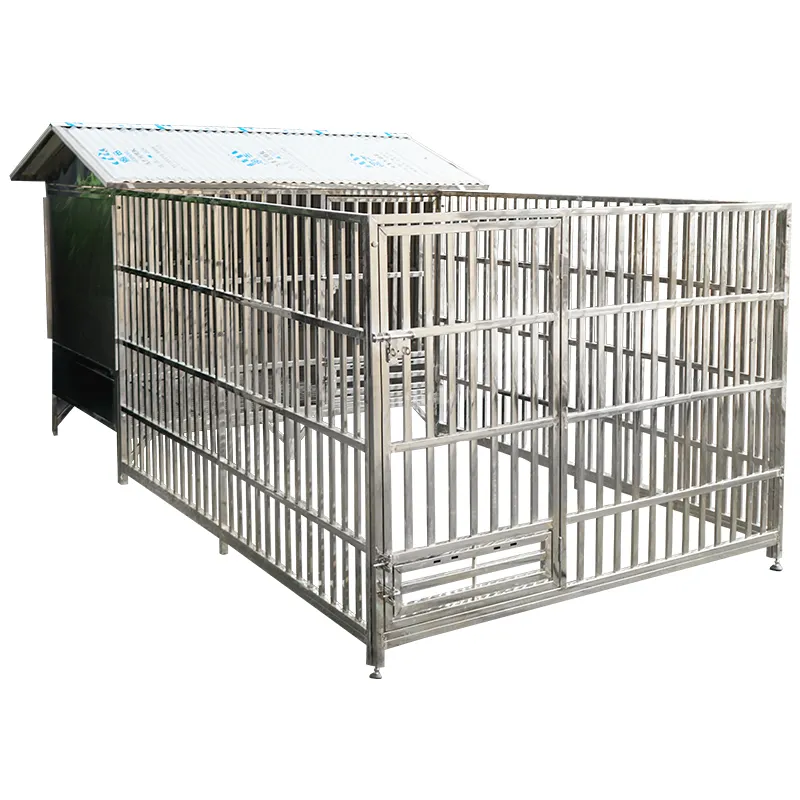 Folding Dog Run Boarding Kennel Stainless Steel Roof Dog Cage With Fence Wire Mesh Fencing Dog Kennel