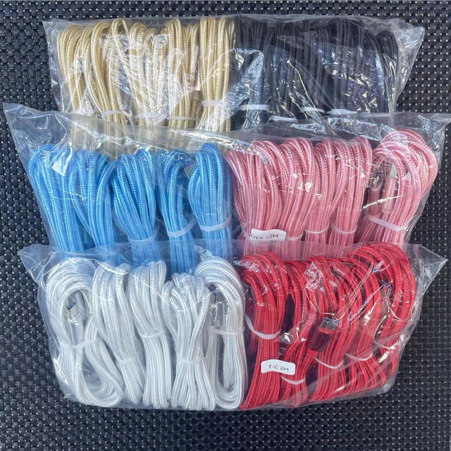 2M Nylon Charging Cable for iphone Usb to 8pin Data Cable Type-C Micro Fast Charging Android 1 M Braided Data Cable