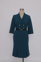 Robes décontractées élégantes pour femmes grandes tailles, manches trois quarts, robe de bureau pour femmes avec ceinture