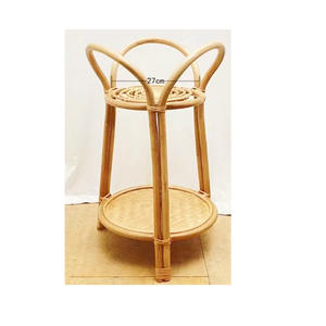 Support pour plantes en rotin écologique à 2 couches Support de rangement rustique pour balcon, cour, maison ou jardin avec présentoir à fleurs en osier - Product Image 4