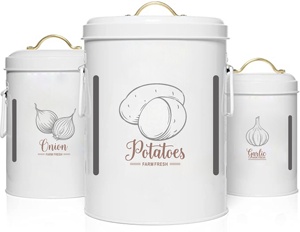 3 Piece Garlic Potato Onion Keeper Kitchen Storage Box Canisters for Pantry Organization and Storage Kitchen Organization