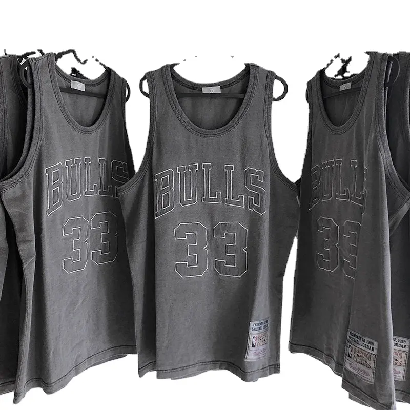 2022 Wholesale Men Wash Cotton Make Old Vintage Sleeveless Vest Boy's Fitness Gym Black Men's Tank Tops