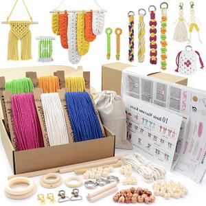1 Set Value Pack <strong>Macrame</strong> <strong>Kit</strong> 10-Style Polyester Keychain/Headphone Case/Feather Tapestry/ Boho DIY Gift <strong>Beginners</strong> Tutorial - Product Image 1