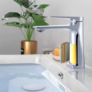 Grifo de Lavabo para Baño, Color Gris Metálico, Agua Fría y Caliente, Mezclador, Antisalpicaduras - Product Image 3