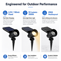 Projecteurs solaires d'extérieur étanches à LED réglables, éclairage paysager, allumage/extinction automatique du crépuscule à l'aube pour jardin, cour, arbre, drapeau