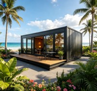 Maison modulaire en acier léger de type Granny Flat, unité de logement préfabriquée en conteneur, design européen, terrasse en acier, maison de vacances en bord de mer