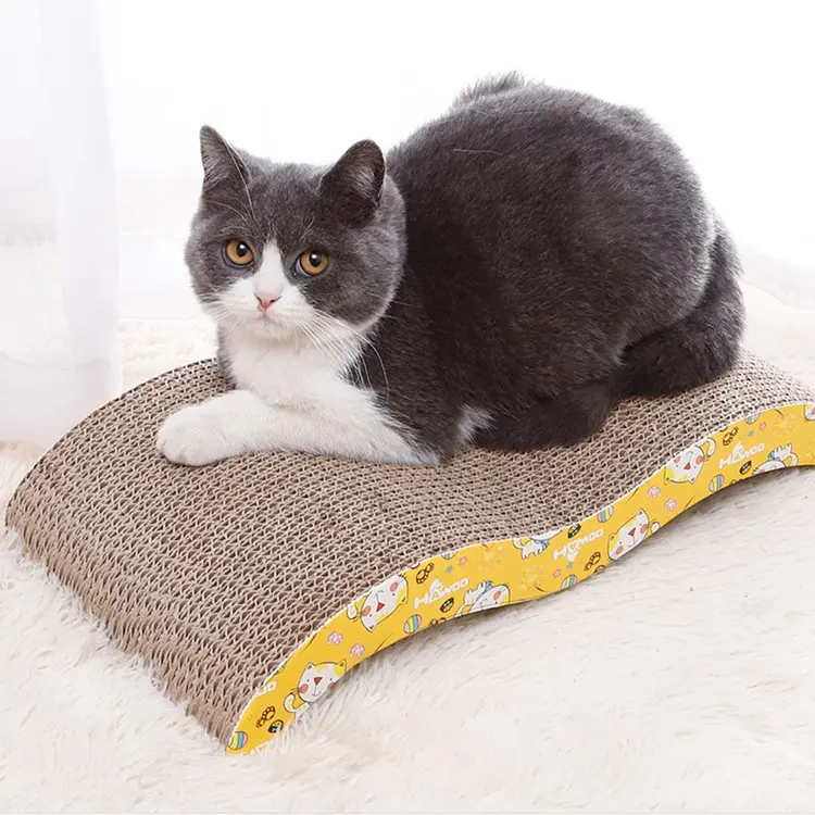 Tatakan Mainan Hewan Peliharaan Papan Anti Gores Kucing Bergelombang Panjang 43 Cm dan Tempat Tidur Kucing Tatakan Kotak Gores