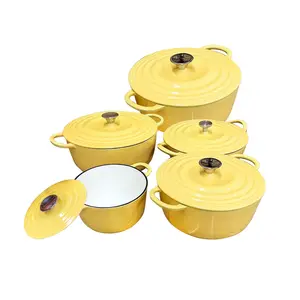 Gusseisen-Topf-Set hochwertige Äußerung Niveau Emaille Glasur Farbe antihaftbeschichtete Pfanne Suppenpfanne Bratpfanne