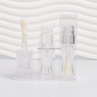 STOCK NO MOQ PETG Tubes cosmétiques vides entièrement transparents en plastique de 6 ml pour gloss et blush, avec bouchon à vis de 20 mm de diamètre et grand pinceau