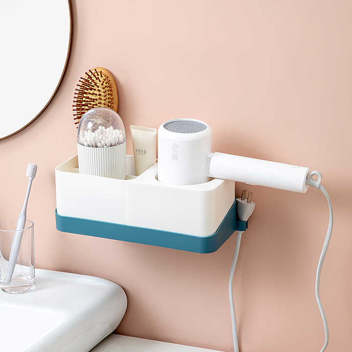 Sesame Wall Mounted Hole Free Hair Dryer Holder Multifunctional