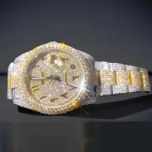 Edler Schmuck Luxus HipHop Iced out Moissan ite Diamond Uhr HipHop Schmuck herstellung Erstellt Moissan ite Uhr für Männer