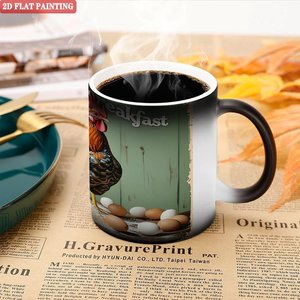 Frosted Black 11oz <b>Ceramic</b> <b>Mug</b> Heat Activated Drinking Cup Office Home Use - Product Image 5