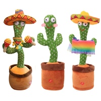 Jouets électriques en peluche imitant le cactus avec rembourrage en coton PP, fonctions d'enregistrement, de danse, de chant et de secousse, taille 32 cm