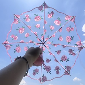 <span class=keywords><strong>Parapluie</strong></span> <span class=keywords><strong>pliant</strong></span> <span class=keywords><strong>transparent</strong></span> à motif fleur de cerisier, créatif, style influenceur, tendance Ins, pour étudiant, épaissi, motif forêt - Product Image 1