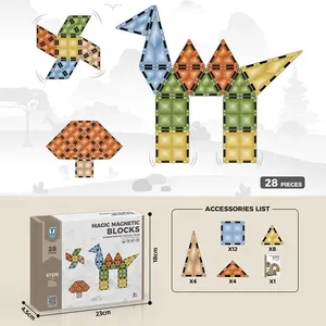 Gốc 3D khối xây dựng thiết lập 28pcs gạch từ manet gậy chơi thiết lập đồ chơi từ niềm vui xây dựng khối đồ chơi cho trẻ em