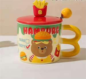 <b>Large</b>-Capacity Cute Bear Fries <b>Mug</b> Creative High-Value Cartoon Ceramic Water Cup for Household Use - Product Image 2
