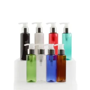 Wholesale Skin Care Shampoo Packing Flat Shoulder White Blue Black 120ml 250ml 500ml Empty Plastic Lotion Bottle With Pump