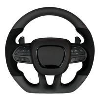 Volant en fibre de carbone forgé pour Dodge Challenger Charger RAM, volant de performance en cuir Alcantara chauffant avec LED