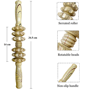 筋肉痛緩和木製マッサージローラーリンパ排水セルライト除去マッサージャースティック - Product Image 5