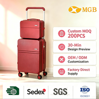 Ensemble de bagages de voyage personnalisés avec logo, valises rigides légères en PC avec serrure TSA et mini trousses de toilette, lot de 2