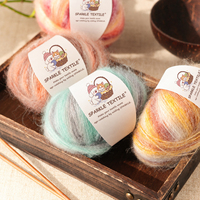 Wholesale Gradient Dye Hand Knitting Thread Long Hair Tufting Hand Crochet Yarn Fancy Fluffy Irish Mohair Yarn Crochet Yarn