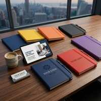 Carnet de notes A6 en cuir PU épaissi avec logo personnalisé imprimé UV et stylo assorti, ensemble cadeau promotionnel pour entreprise