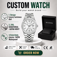Private Label Uhr Edelstahl Herrenuhren Individuelles Logo Wasserdichte Luxus Bling Quarzuhr für Männer Marken-Großhandel